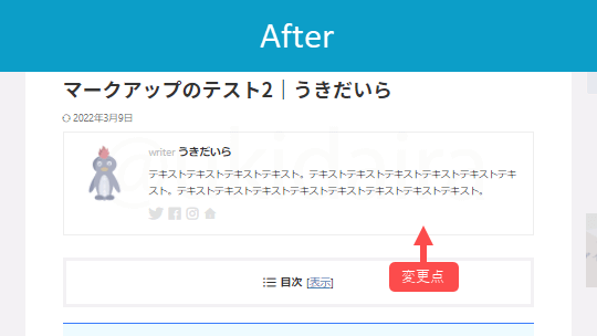 記事上部にライター紹介を表示させた後