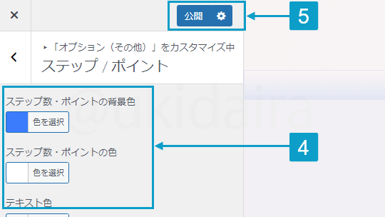 ステップの色をカスタマイザーで調整する手順4