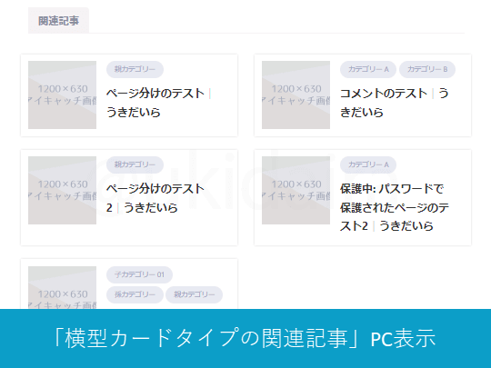 横長カードタイプにしたさいPCで関連記事がどのように見えるかのイメージ画像