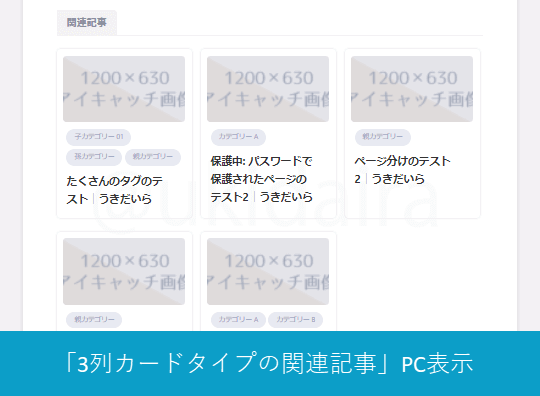 カード3列タイプにしたさいPCで関連記事がどのように見えるかのイメージ画像