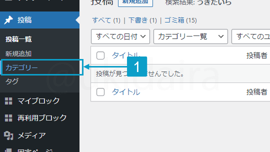 テストコンテンツのカテゴリーを削除